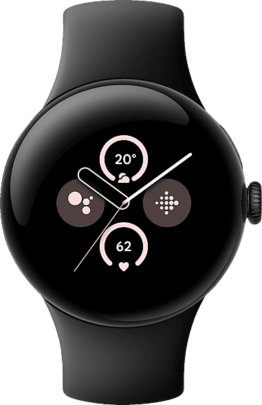 GOOGLE Pixel Watch 2 (WiFi) Smartwatch Aluminium Fluorelastomer, 130–175 mm, 165–210 Matte Black/Obsidian