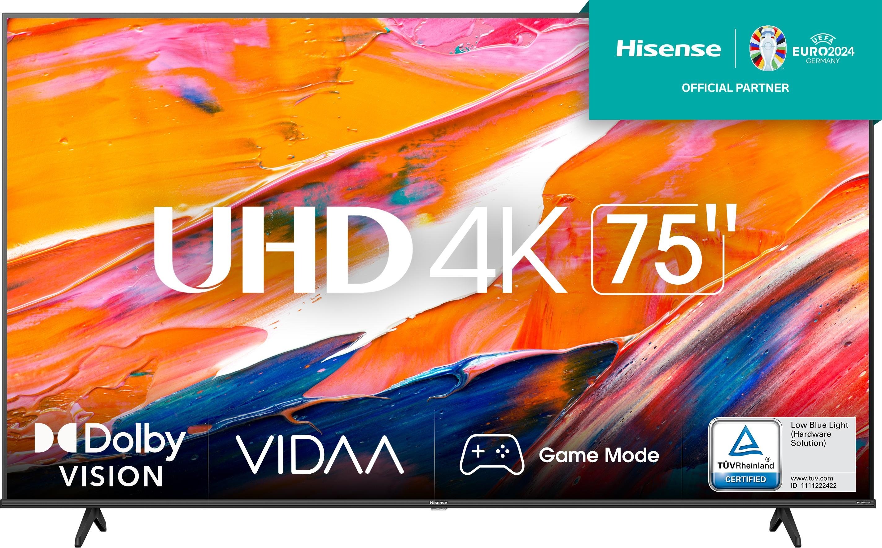 Hisense 75A6K (75", LCD mit LCD-Backlight, LCD, UHD, 2023), TV, Schwarz