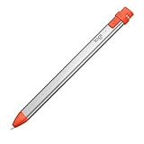 Logitech Crayon Digitaler Zeichenstift für alle ab 2018 veröffentlichten iPads mit Apple Pencil Technologie, Anti-Roll-Design und dynamischem Smart-Tip - Silber/Orange